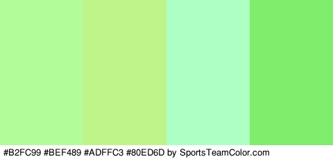 #B2FC99 #BEF489 #ADFFC3 #80ED6D Colors