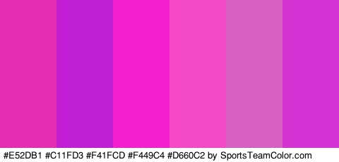 #E52DB1 #C11FD3 #F41FCD #F449C4 #D660C2 #D334D3 Colors