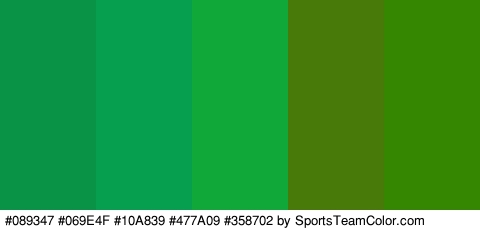 #089347 #069E4F #10A839 #477A09 #358702 Colors