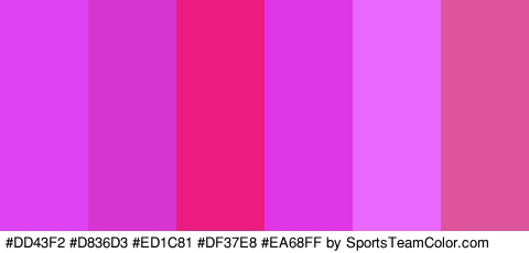 #DD43F2 #D836D3 #ED1C81 #DF37E8 #EA68FF #DD549D Colors