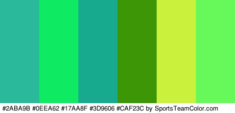 #2ABA9B #0EEA62 #17AA8F #3D9606 #CAF23C #67F959 Colors