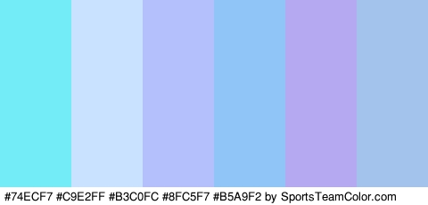 #74ECF7 #C9E2FF #B3C0FC #8FC5F7 #B5A9F2 #A3C3ED Colors