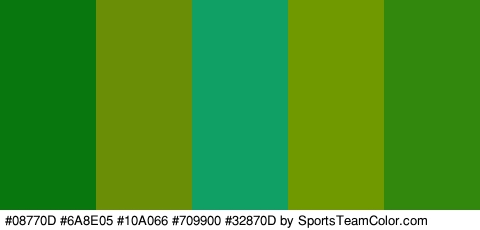 #08770D #6A8E05 #10A066 #709900 #32870D Colors