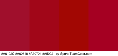 #A0102C #A00618 #A30704 #A50021 Colors