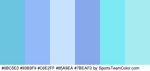 #6BC5E0 #93B9F9 #C6E2FF #85A9EA #7BEAF2 #A5EBEF Colors