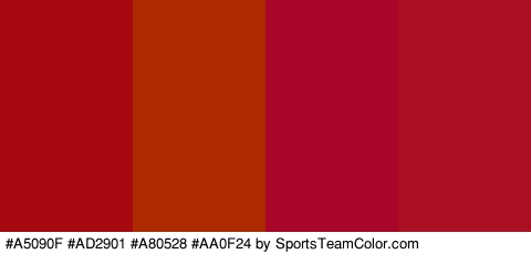 #A5090F #AD2901 #A80528 #AA0F24 Colors