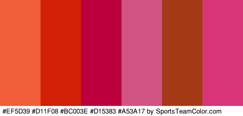 #EF5D39 #D11F08 #BC003E #D15383 #A53A17 #D83679 Colors