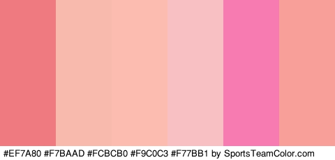 #EF7A80 #F7BAAD #FCBCB0 #F9C0C3 #F77BB1 #F99F9A Colors