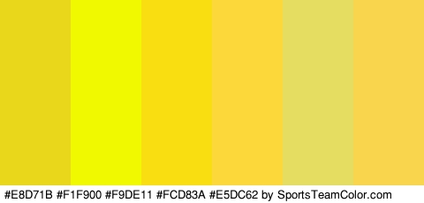 #E8D71B #F1F900 #F9DE11 #FCD83A #E5DC62 #F9D44D Colors