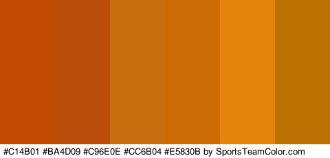 #C14B01 #BA4D09 #C96E0E #CC6B04 #E5830B #BC7100 Colors