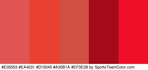 #E05553 #EA4031 #D15045 #A30B1A #EF0E28 Colors