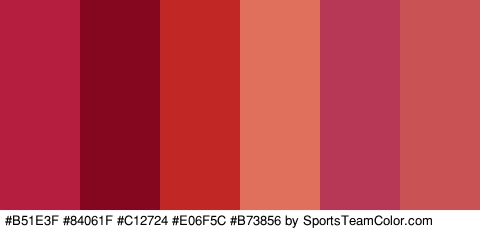 #B51E3F #84061F #C12724 #E06F5C #B73856 #C95254 Colors