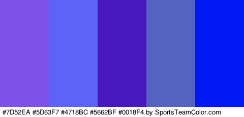 #7D52EA #5D63F7 #4718BC #5662BF #0018F4 Colors