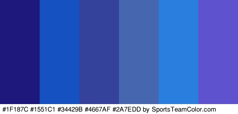 #1F187C #1551C1 #34429B #4667AF #2A7EDD #5F52CE Colors