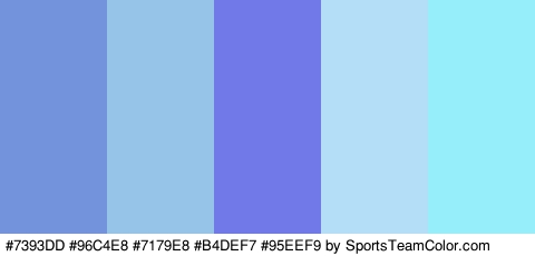 #7393DD #96C4E8 #7179E8 #B4DEF7 #95EEF9 Colors