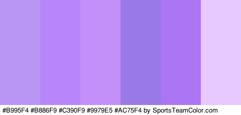 #B995F4 #B886F9 #C390F9 #9979E5 #AC75F4 #E7C9FF Colors