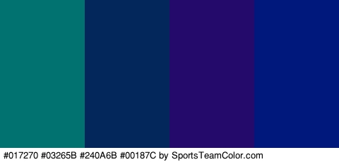 #017270 #03265B #240A6B #00187C Colors