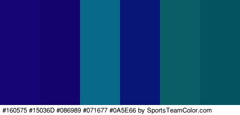 #160575 #15036D #086989 #071677 #0A5E66 #035460 Colors