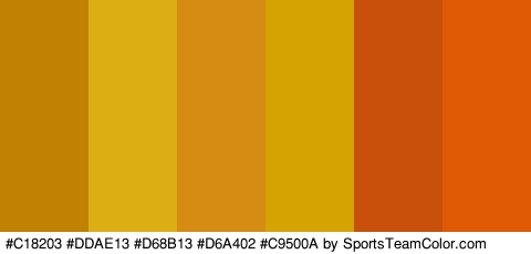 #C18203 #DDAE13 #D68B13 #D6A402 #C9500A #E05A06 Colors