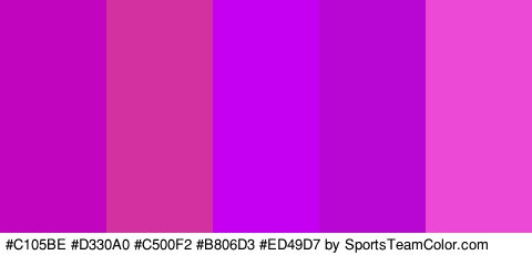 #C105BE #D330A0 #C500F2 #B806D3 #ED49D7 Colors