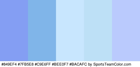 #849EF4 #7FB5E8 #C9E6FF #BEE0F7 #BACAFC Colors