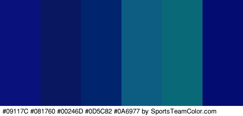 #09117C #081760 #00246D #0D5C82 #0A6977 #030C70 Colors