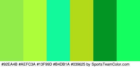 #92EA4B #AEFC3A #13F99D #B4DB1A #039625 #14FC5D Colors