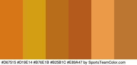 #D67515 #D19E14 #B76E1B #B25B1C #E89A47 #BC7631 Colors