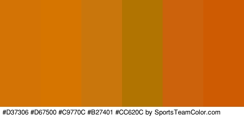 #D37306 #D67500 #C9770C #B27401 #CC620C #CE5A02 Colors