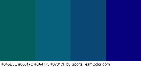 #045E5E #08617C #0A4775 #07017F Colors