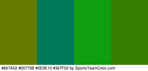 #667A02 #00775B #0E9E10 #367F02 Colors