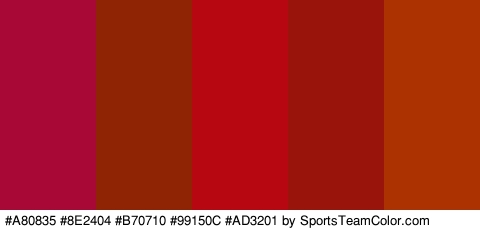 #A80835 #8E2404 #B70710 #99150C #AD3201 Colors