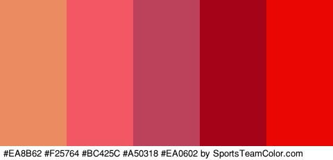 #EA8B62 #F25764 #BC425C #A50318 #EA0602 Colors