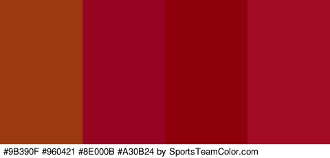 #9B390F #960421 #8E000B #A30B24 Colors