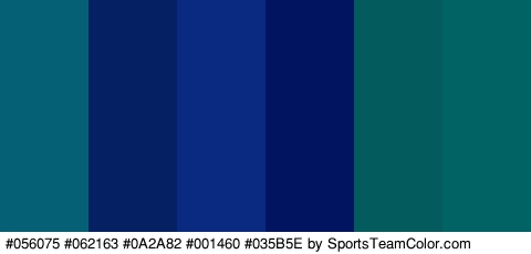 #056075 #062163 #0A2A82 #001460 #035B5E #016363 Colors