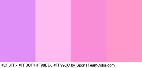 #DF8FF7 #FFBCF1 #F98ED6 #FF99CC Colors