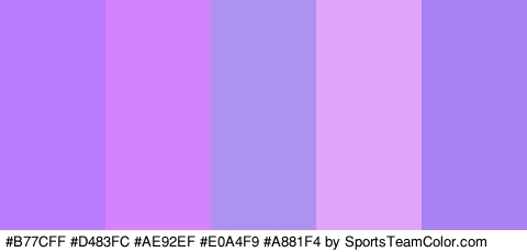 #B77CFF #D483FC #AE92EF #E0A4F9 #A881F4 Colors