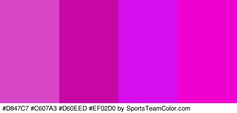 #D847C7 #C607A3 #D60EED #EF02D0 Colors