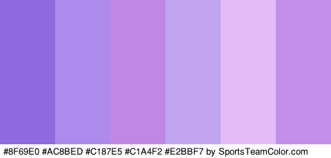 #8F69E0 #AC8BED #C187E5 #C1A4F2 #E2BBF7 #C38FE8 Colors