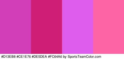 #D13EB8 #CE1E76 #DE5DEA #FC64A6 Colors