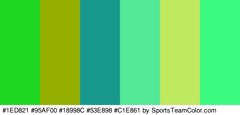 #1ED821 #95AF00 #18998C #53E898 #C1E861 #39F980 Colors