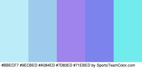 #BBECF7 #9ECBED #A084ED #7D83ED #71EBED Colors