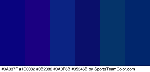 #0A037F #1C0082 #0B2382 #0A0F6B #05346B #02266B Colors