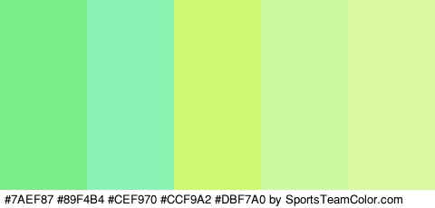 #7AEF87 #89F4B4 #CEF970 #CCF9A2 #DBF7A0 Colors