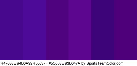 #47088E #4D0A99 #50037F #5C058E #3D047A #4D007A Colors