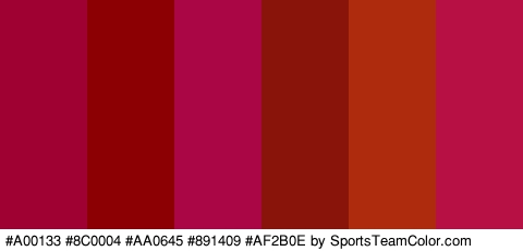 #A00133 #8C0004 #AA0645 #891409 #AF2B0E #B71045 Colors