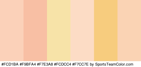 #FCD1BA #F9BFA4 #F7E3A8 #FCDCC4 #F7CC7E #F9D3B3 Colors