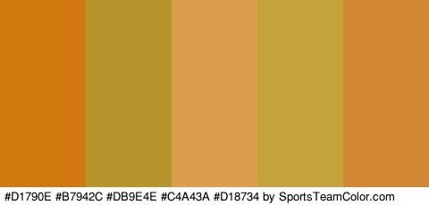 #D1790E #B7942C #DB9E4E #C4A43A #D18734 Colors