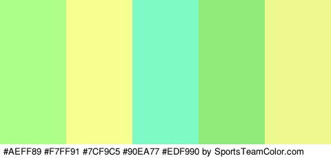 #AEFF89 #F7FF91 #7CF9C5 #90EA77 #EDF990 Colors