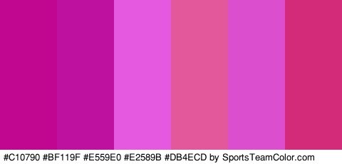 #C10790 #BF119F #E559E0 #E2589B #DB4ECD #D32A79 Colors